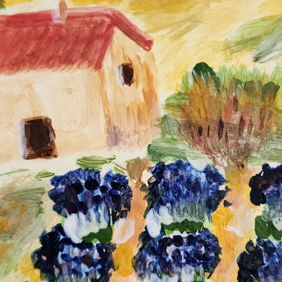 Beautiful Handmade Impressionist Cottage Country Scenery Ceramic Plate - Picture 3 of 11